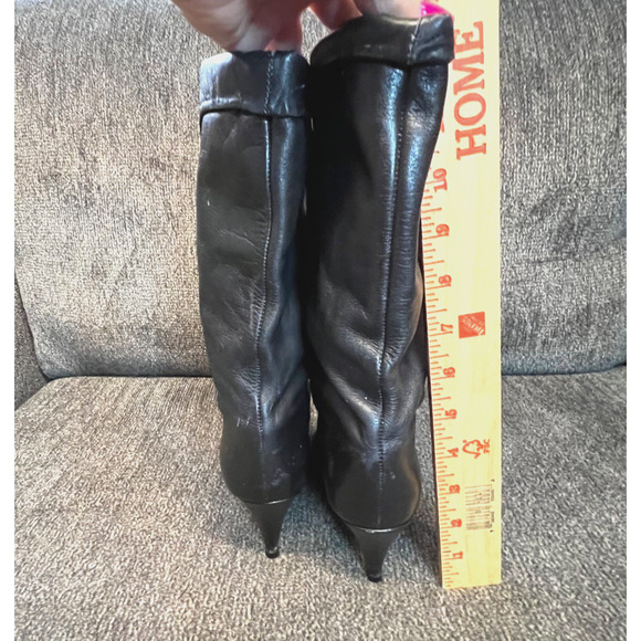 Mister Shoes Black Knee Boots By Markon Footwear Size 5 Classic Witchy Pirate - Picture 4 of 8